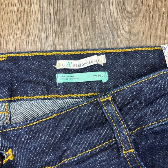 Pilcro Womens Blue Denim The Split‎ Straight Leg Jeans High Rise Size 16W NWT - Picture 9 of 16